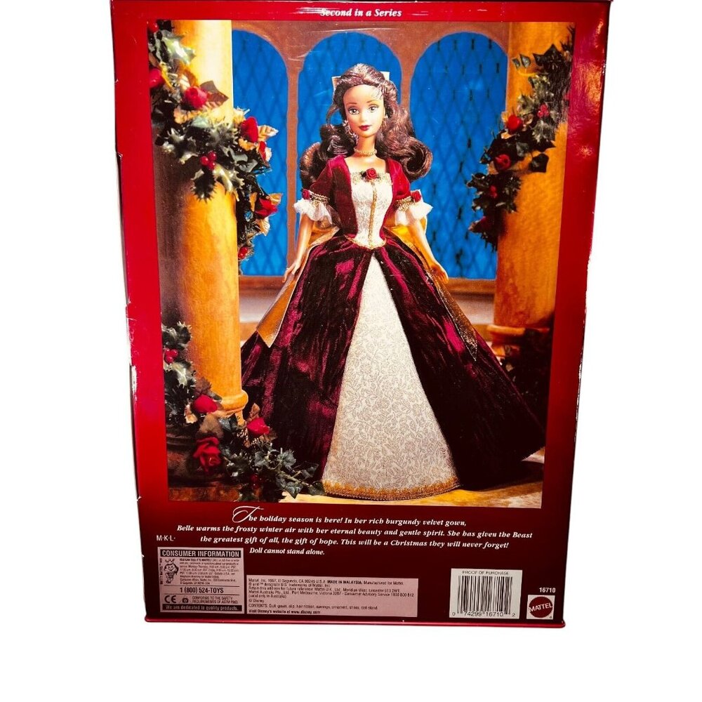 Vtg Holiday Princess Belle Disney 1997 Beauty and the Beast Doll 16710 NIB NRFB - Picture 5 of 6